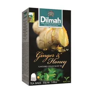 Trà Đen Gừng & Mật Ong, Ginger & Honey Flavoured Ceylon Black Tea, 20 Túi Trà, 1.06 oz (30g) - DILMAH