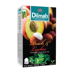 Trà Đen Đào & Vải, Peach & Lychee Flavoured Ceylon Black Tea, 20 Túi Trà, 1.06 oz (30g) - DILMAH