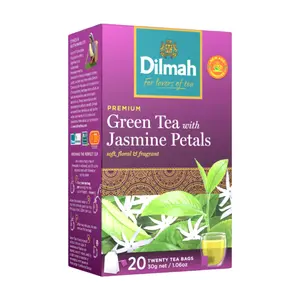 Trà Xanh Hoa Nhài, Green Tea with Jasmine Petals, 20 Túi Trà, 1.06 oz (30g) - DILMAH