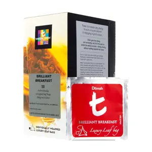 Trà Đen Nguyên Chất, T Sachet Brilliant Breakfast, 50 Túi Trà, 3.53 oz (100g) - DILMAH