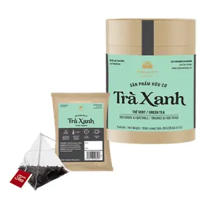 Trà Xanh Hữu Cơ, Green Tea, Organic & Fair Trade, 10 Túi Lọc (20g) - FOLLIET