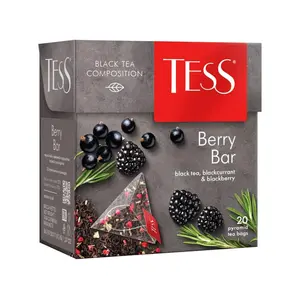 Trà Đen Lý Chua Đen & Mâm Xôi Đen, Berry Bar, Black Tea with Blackcurrant & Blackberry, 20 Túi Trà, 1.27 oz (36g) - TESS