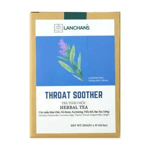 Trà Thảo Mộc Thư Giãn Hỗ Trợ Giảm Ho, Herbal Tea, Throat Soother, 15 Túi Lọc (30g) - LANCHANS