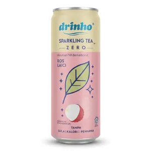 Trà Có Ga Hương Vải & Hoa Hồng, Zero, Sparkling Tea, Rose Lychee (320ml) - DRINHO