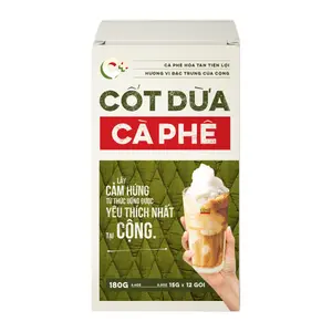 Cà Phê Cốt Dừa Hòa Tan, Instant Coconut Coffee, 12 Gói, 6.4 oz (180g) - CONG