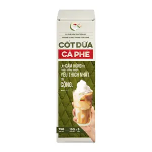 Cà Phê Cốt Dừa Hòa Tan, Instant Coconut Coffee, 5 Gói, 2.6 oz (75g) - CONG