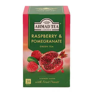 Trà Xanh Vị Phúc Bồn Tử & Lựu, Raspberry & Pomegranate Green Tea, 20 Túi (40g) - AHMAD TEA
