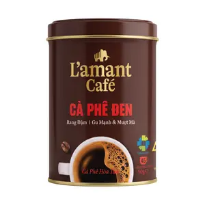 Cà Phê Đen Rang Đậm Hòa Tan, Pure Black Instant Coffee, Dark Roast, 45 Ly (90g) - L'AMANT CAFE