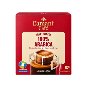 Cà Phê Arabica Rang Xay, Ground Drip Coffee 100% Arabica, 10 Gói (100g) - L'AMANT CAFE