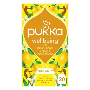 Trà Chanh, Gừng & Mật Ong Manuka Hữu Cơ, Organic Wellbeing, 20 Gói (34g) - PUKKA