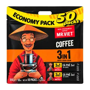 Cà Phê Hoà Tan 3 Trong 1, 3 in 1 Instant Coffee, 50 Gói, 30 oz (850g) - MR. VIET