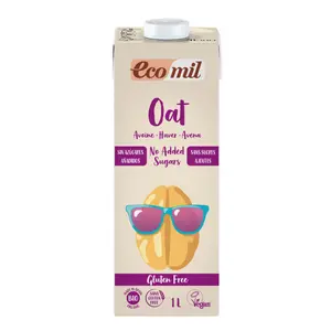 Sữa Yến Mạch Không Đường Hữu Cơ, Bio Gluten Free Oat Milk, No Added Sugars (1L) - ECOMIL