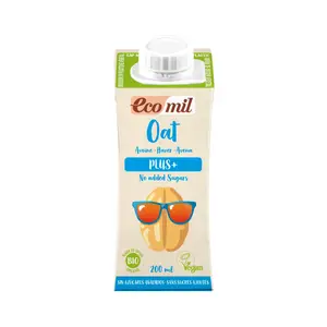 Sữa Yến Mạch Plus Không Đường Hữu Cơ, Bio Oat Milk, Plus+, No Added Sugars (200ml) - ECOMIL