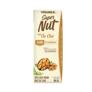 Sữa Đậu Nành Hạt Óc Chó Ít Đường, Super Nut, Walnut Soya Milk, Less Sugar (180ml) - VINAMILK