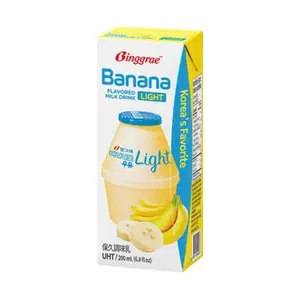 Sữa Chuối Ít Đường, Banana Flavored Milk Drink, Light, 6.8 fl oz (200ml) - BINGGRAE