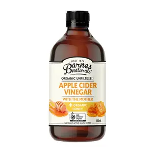 Giấm Táo Mật Ong Hữu Cơ, Có Giấm Cái, Organic Unfiltered Apple Cider Vinegar, with The Mother & Honey (500ml) - BARNES NATURALS