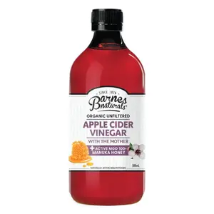 Giấm Táo Mật Ong Manuka Hữu Cơ, Organic Unfiltered Apple Cider Vinegar, with the Mother & Manuka Honey MGO 83+ (500ml) - BARNES NATURALS