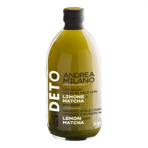 Giấm Táo Detox Hữu Cơ Vị Chanh & Trà Xanh, Deto, Organic Apple Cider Vinegar Infusion with Lemon & Matcha (500ml) - ANDREA MILANO