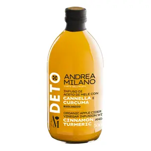 Giấm Táo Detox Hữu Cơ Vị Quế & Nghệ, Deto, Organic Apple Cider Vinegar Infusion with Cinnamon & Turmeric (500ml) - ANDREA MILANO