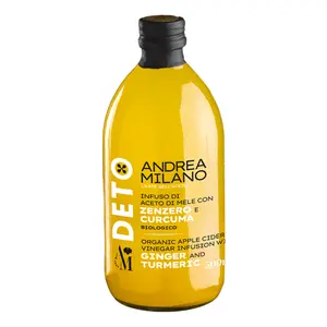 Giấm Táo Detox Hữu Cơ Vị Gừng & Nghệ, Deto, Organic Apple Cider Vinegar Infusion with Ginger & Turmeric (500ml) - ANDREA MILANO