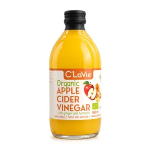 Giấm Táo Hữu Cơ Gừng Nghệ Có Giấm Cái, Organic Apple Cider Vinegar with Ginger & Turmeric, with The Mother (500ml) - C'LAVIE
