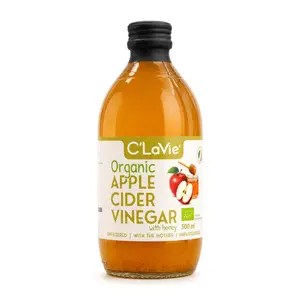 Giấm Táo Hữu Cơ Mật Ong Có Giấm Cái, Organic Apple Cider Vinegar with Honey, with The Mother (500ml) - C'LAVIE
