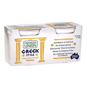 Sữa Chua Hy Lạp Mật Ong, Greek Style Yogurt with a Hint of Honey, 2 Hộp (280g) - FARMERS UNION