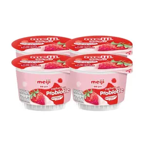 Sữa Chua Lợi Khuẩn Dâu Tây, Yoghurt with Probiotic, Strawberry, 4 Hộp (360g) - MEIJI
