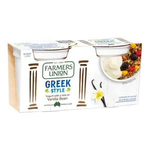 Sữa Chua Hy Lạp Vani, Greek Style Yogurt with a Hint of Vanilla Bean, 2 Hộp (280g) - FARMERS UNION