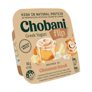 Sữa Chua Hy Lạp Vị Bánh Quế, Flip, Cinnamon Scroll, Cinnamon Flavoured Low-Fat Greek Yogurt (140g) - CHOBANI
