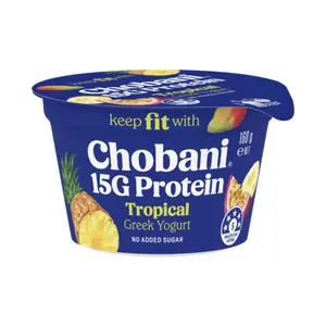 Sữa Chua Hy Lạp Trái Cây Nhiệt Đới, Fit, Tropical Greek Yogurt, 15g Protein & No Added Sugar (160g) - CHOBANI
